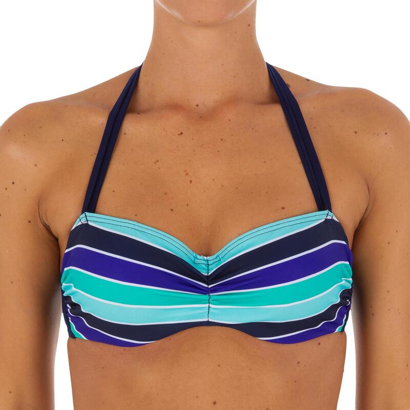 Sujetador de bikini mujer banda con aros MALIBU con cordón cuello desmontable 