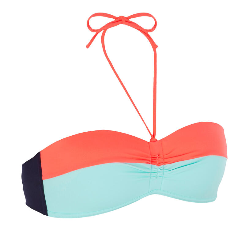 HAUT DE MAILLOT DE BAIN FEMME LAETI BANDEAU COQUES FIXES COLOR BLOCK