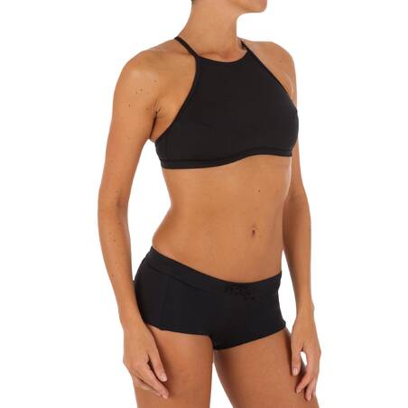 Women's surfing swimsuit bikini top with padded cups ANDREA - BLACK