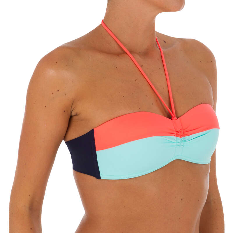 WOMEN BEGINNER SURF SWIMSUIT Surf - Laeti Bandeau - Colour Block OLAIAN - Surf Clothing