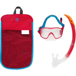 FRD120 freediving snorkel mask kit for adults red turquoise