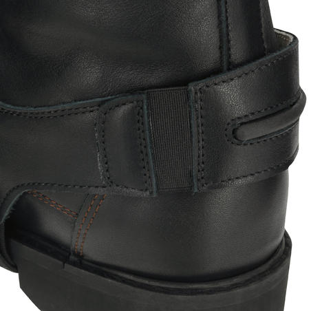 Training 700 Adult Leather Horse Riding Half Chaps - Black