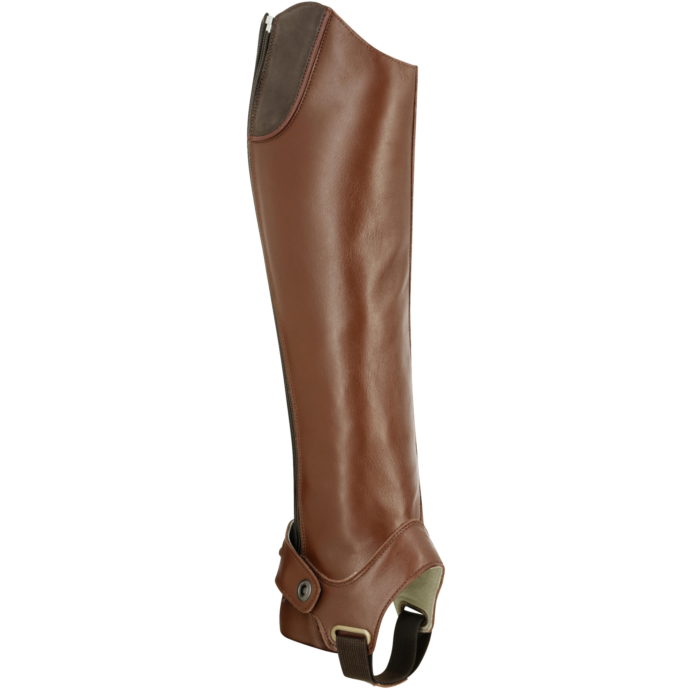 Training 700 Adult Leather Horse Riding Half Chaps - Brown 1/11