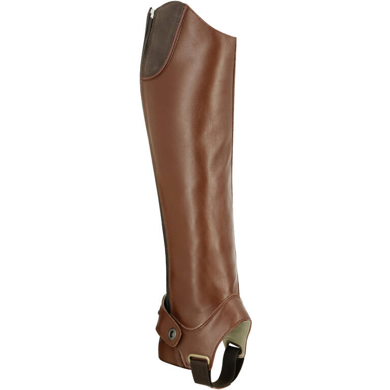 Training 700 Adult Leather Horse Riding Half Chaps - Brown