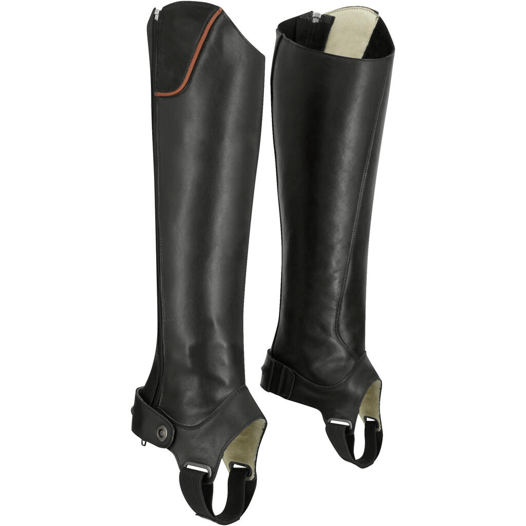 Adult Horse Riding Leather Half Chaps Training 700 