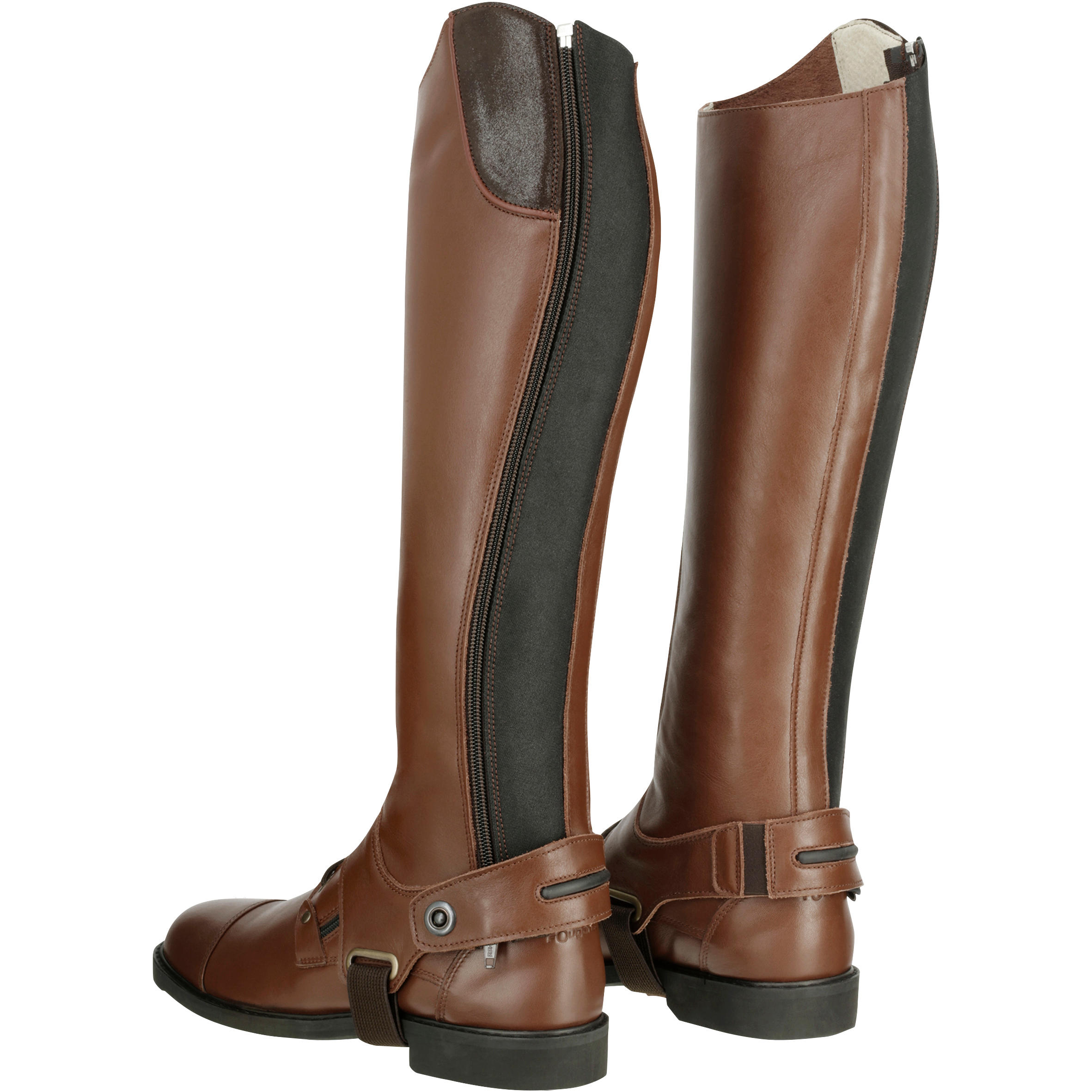 Training 700 Adult Leather Horse Riding Half Chaps - Brown 4/11