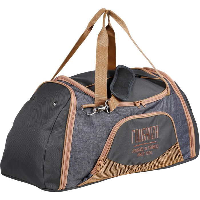 Sac De Transport Materiel Equitation Duffle 55 L Gris Et Camel Fouganza Decathlon