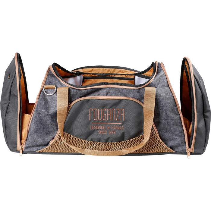 Sac De Transport Materiel Equitation Duffle 55 L Gris Et Camel Fouganza Decathlon