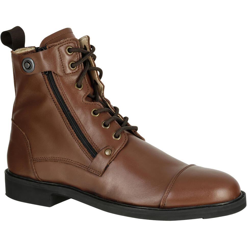 Training 700 Adult Horse Riding LaceUp Leather Jodhpur Boots FOUGANZA