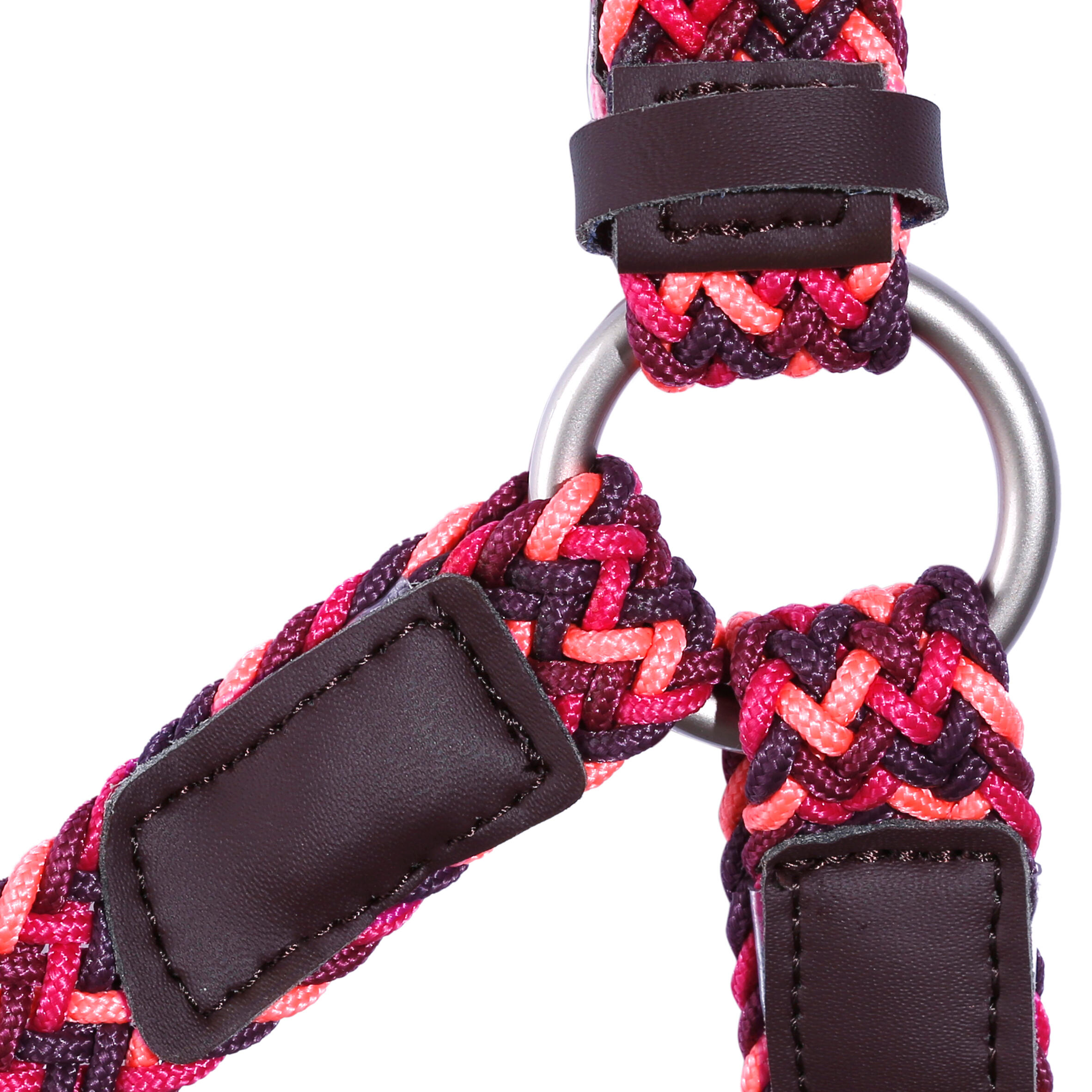 Plait Horse Riding Halter For Horse Or Pony - Burgundy 5/9