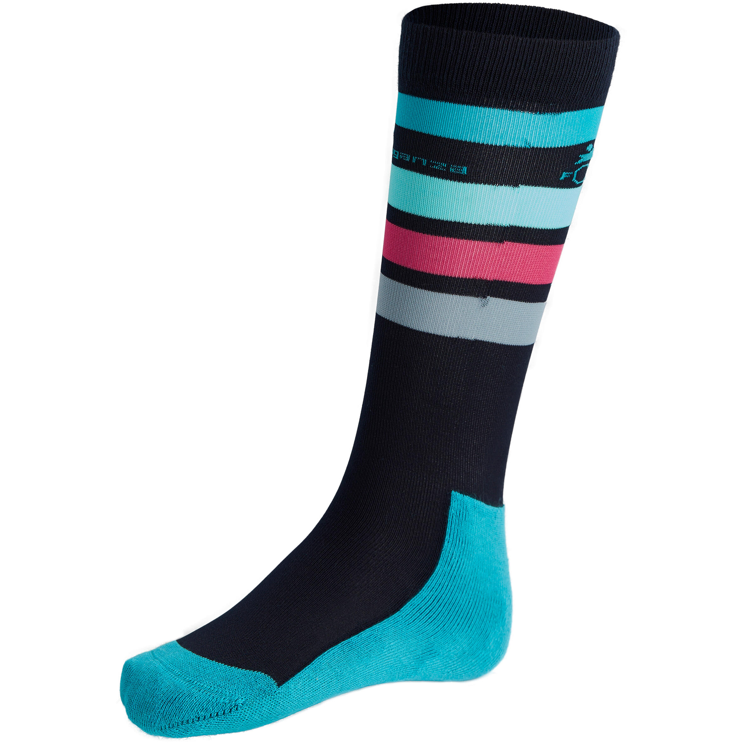 Basic Children's Horse Riding Socks 1-Pair - Navy Blue / Turquoise Blue Stripes 2/6