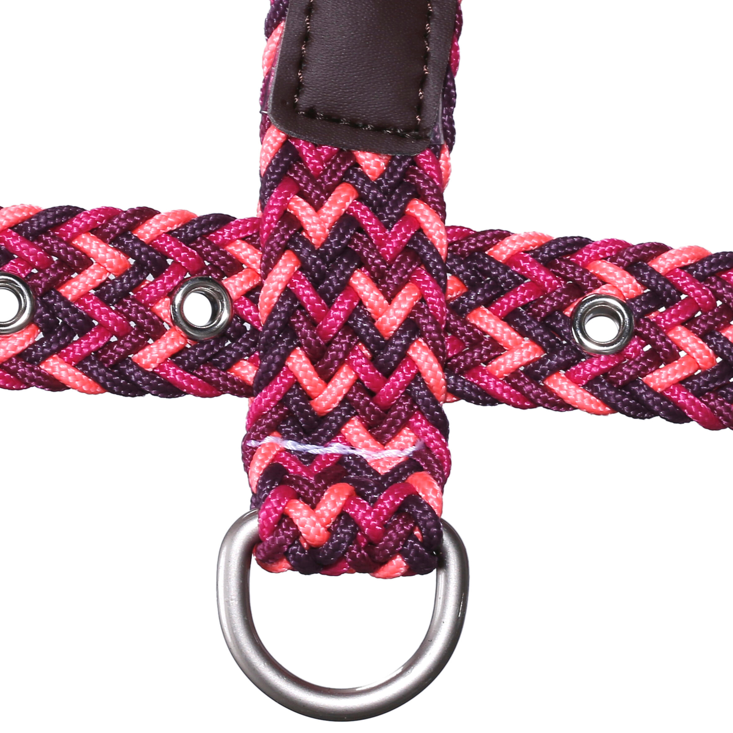 Plait Horse Riding Halter For Horse Or Pony - Burgundy 7/9