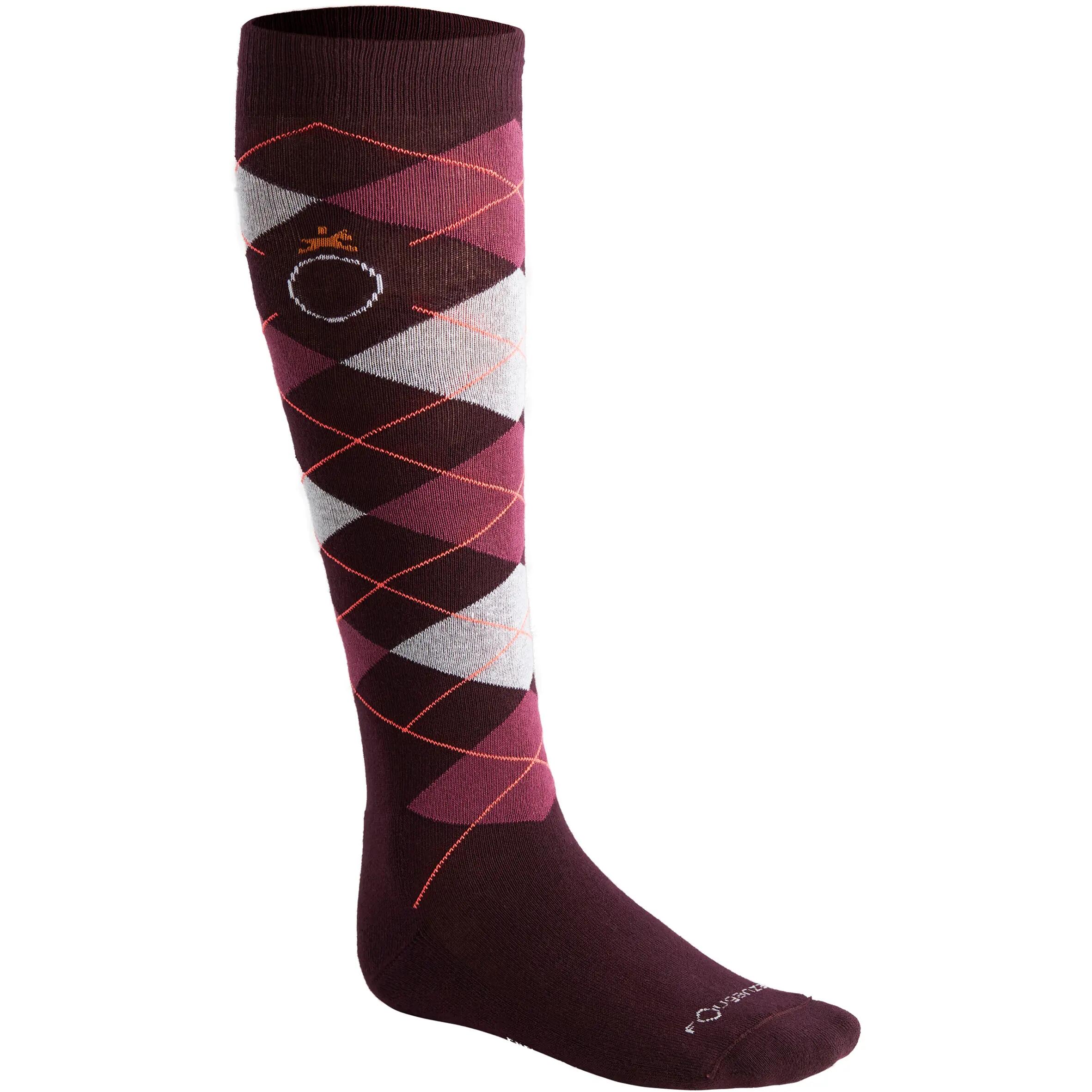 Losanges Women's Horse Riding Socks 2-Pack - Plum/Dark Grey/Mottled Grey 2/10