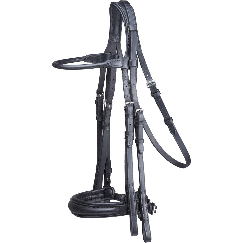 Paddock Horse Riding Bridle + Reins Set - Black