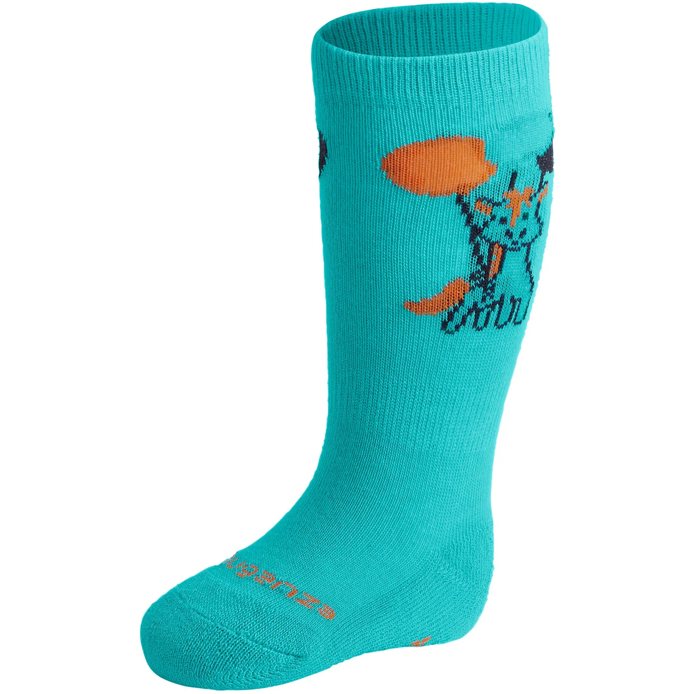Baby Light Horse Riding Socks 2-Pair - Mottled Grey/Turquoise 3/9