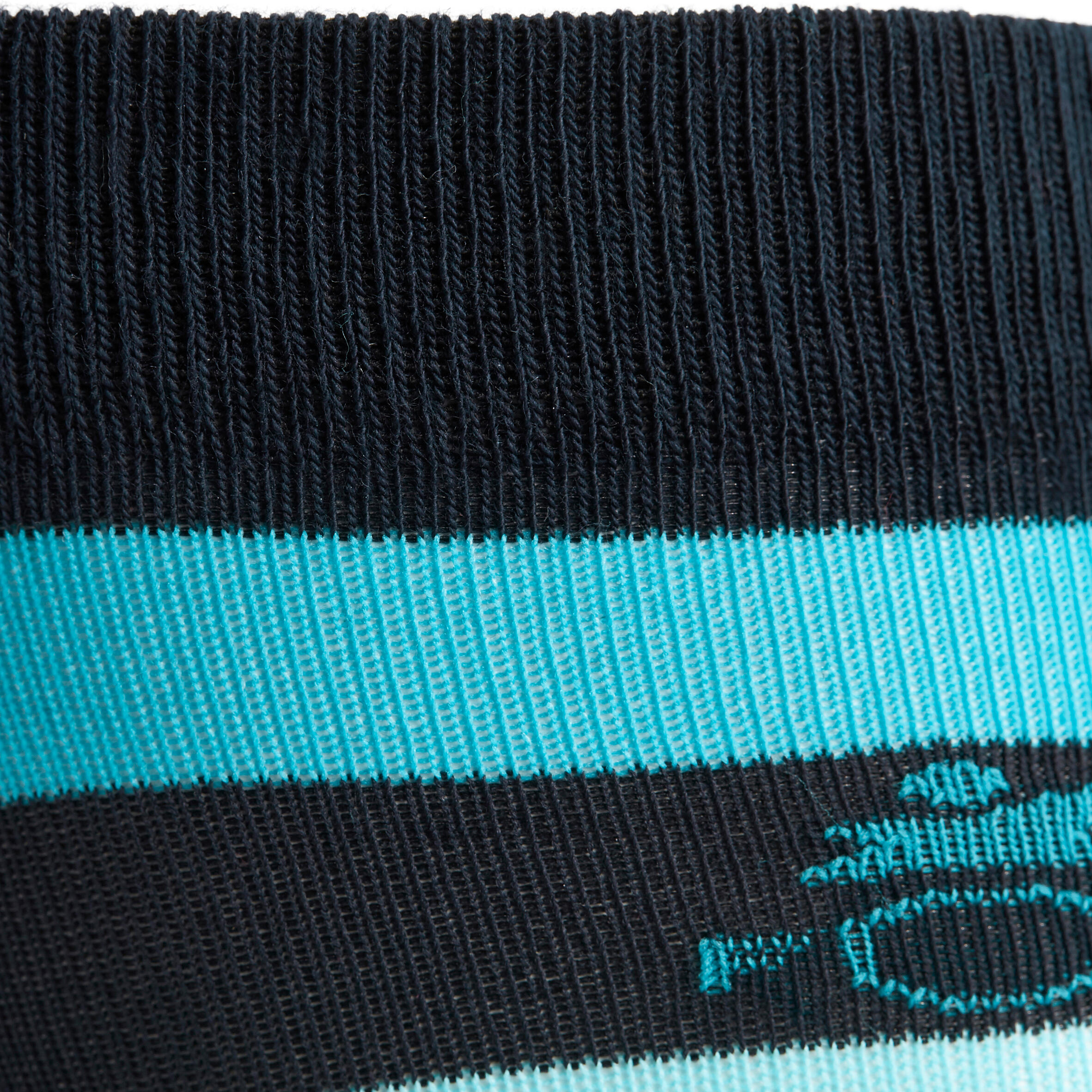 Basic Children's Horse Riding Socks 1-Pair - Navy Blue / Turquoise Blue Stripes 4/6
