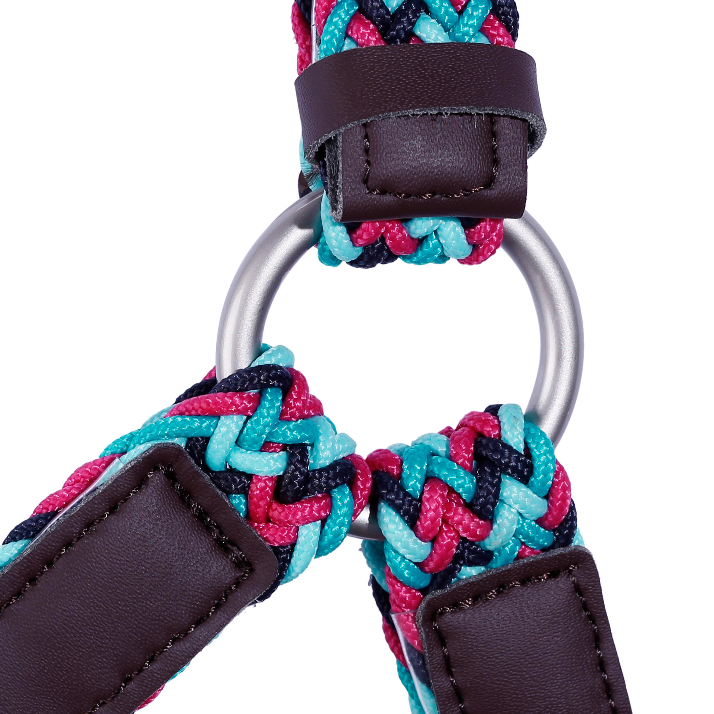 Plait Horse Riding Horse/Pony Halter - Turquoise Blue 5/9