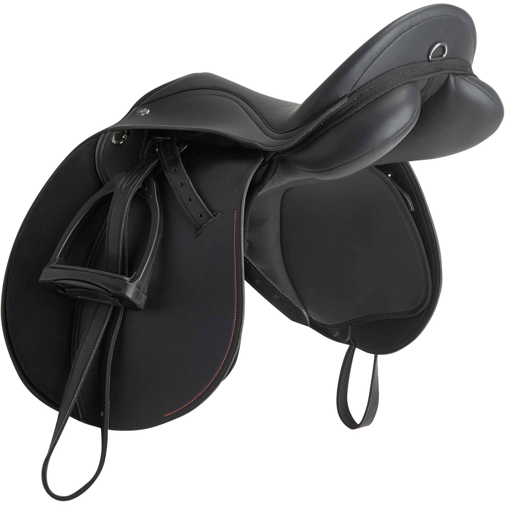 Selle De Cheval Synthétique Universelle - Grandes Tailles 16, 17, 18 - Noir Et Marron - Entretien Facile
