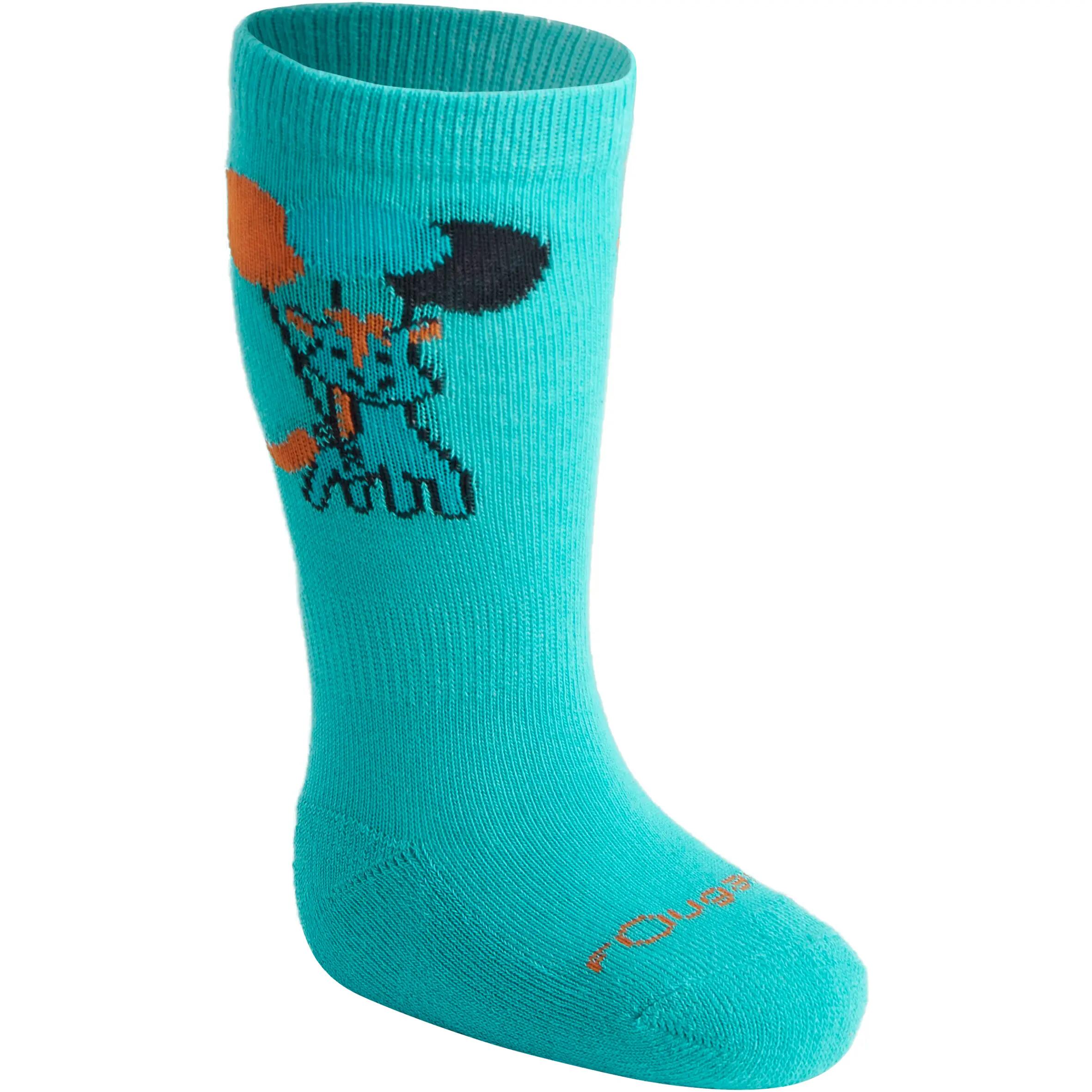 Baby Light Horse Riding Socks 2-Pair - Mottled Grey/Turquoise 2/9