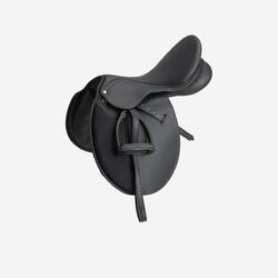 Compleet veelzijdigheidszadel kunstleer paard pony Synthia zwart 16"5