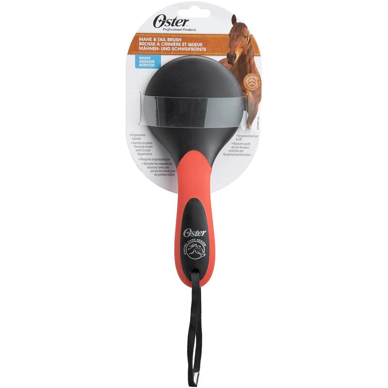 Horse Riding Mane & Tail Brush Red BROSSERIE OSTER Decathlon