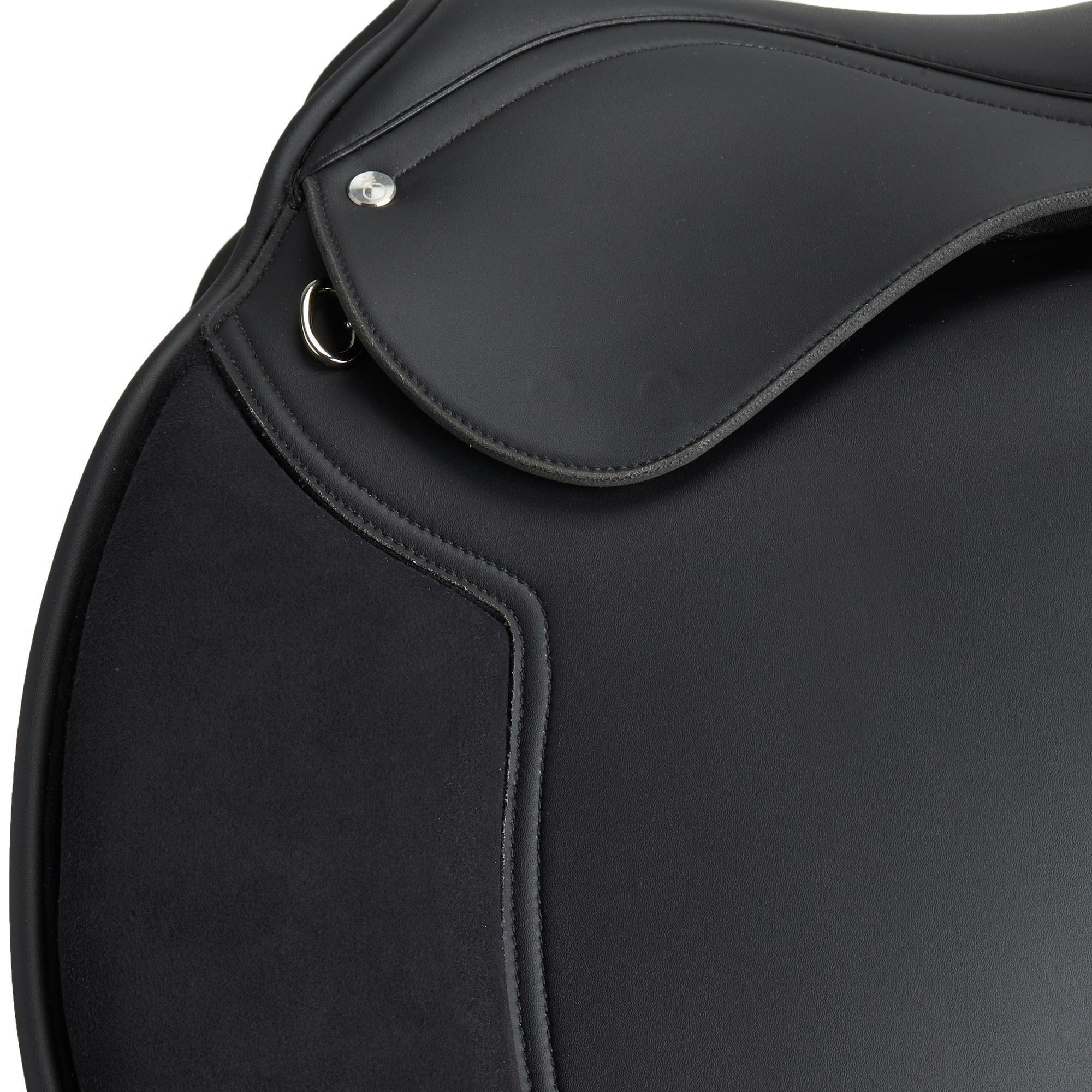 Selle polyvalente synthétique équipée équitation cheval SYNTHIA noir 17"5 12/15