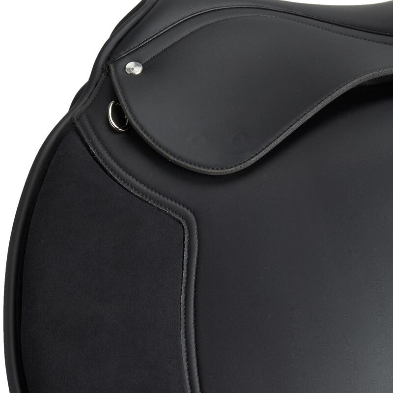 Selle polyvalente synthétique équipée équitation cheval SYNTHIA noir 18"