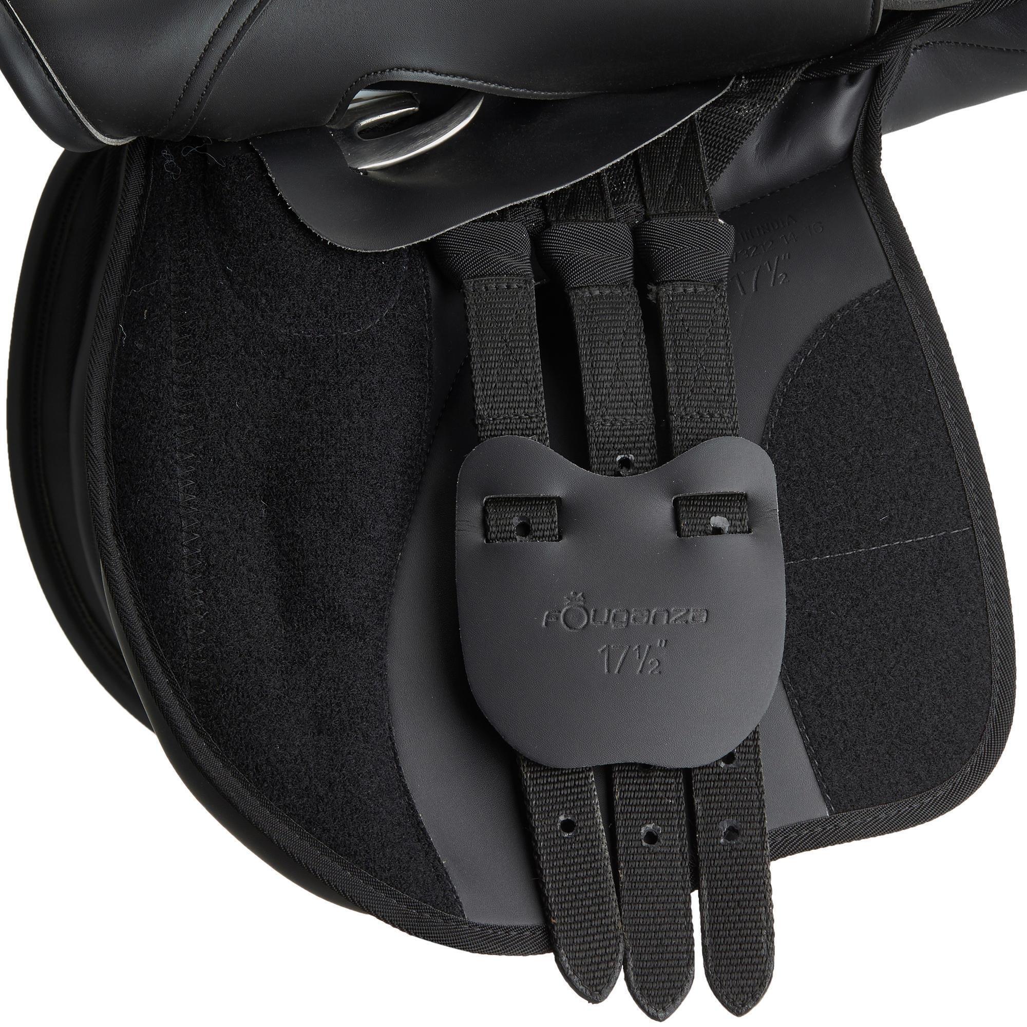 Selle polyvalente synthétique équipée équitation cheval SYNTHIA noir 17"5 5/15