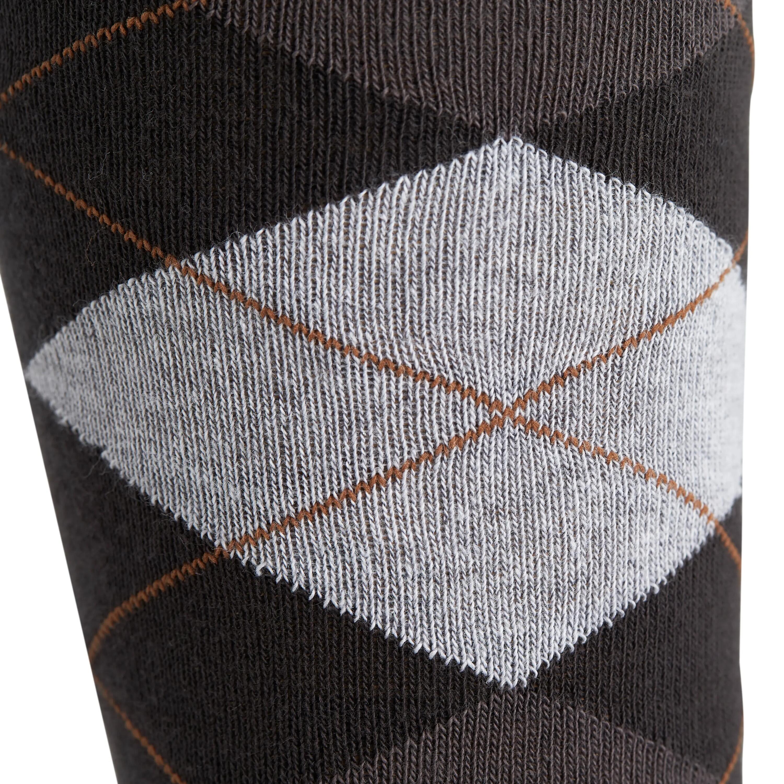 Argyle Adult Horse Riding Socks 2-Pair - Dark Grey/Mottled Grey/Camel 5/8