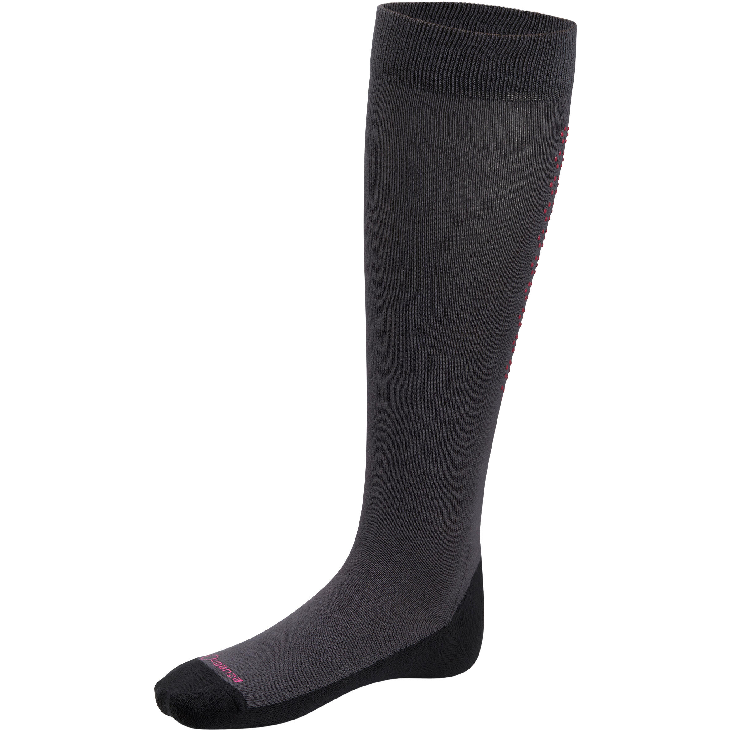 Grippy Women's Horse Riding Socks 1-Pair - Dark Grey / Pink Silicone Patches 2/8
