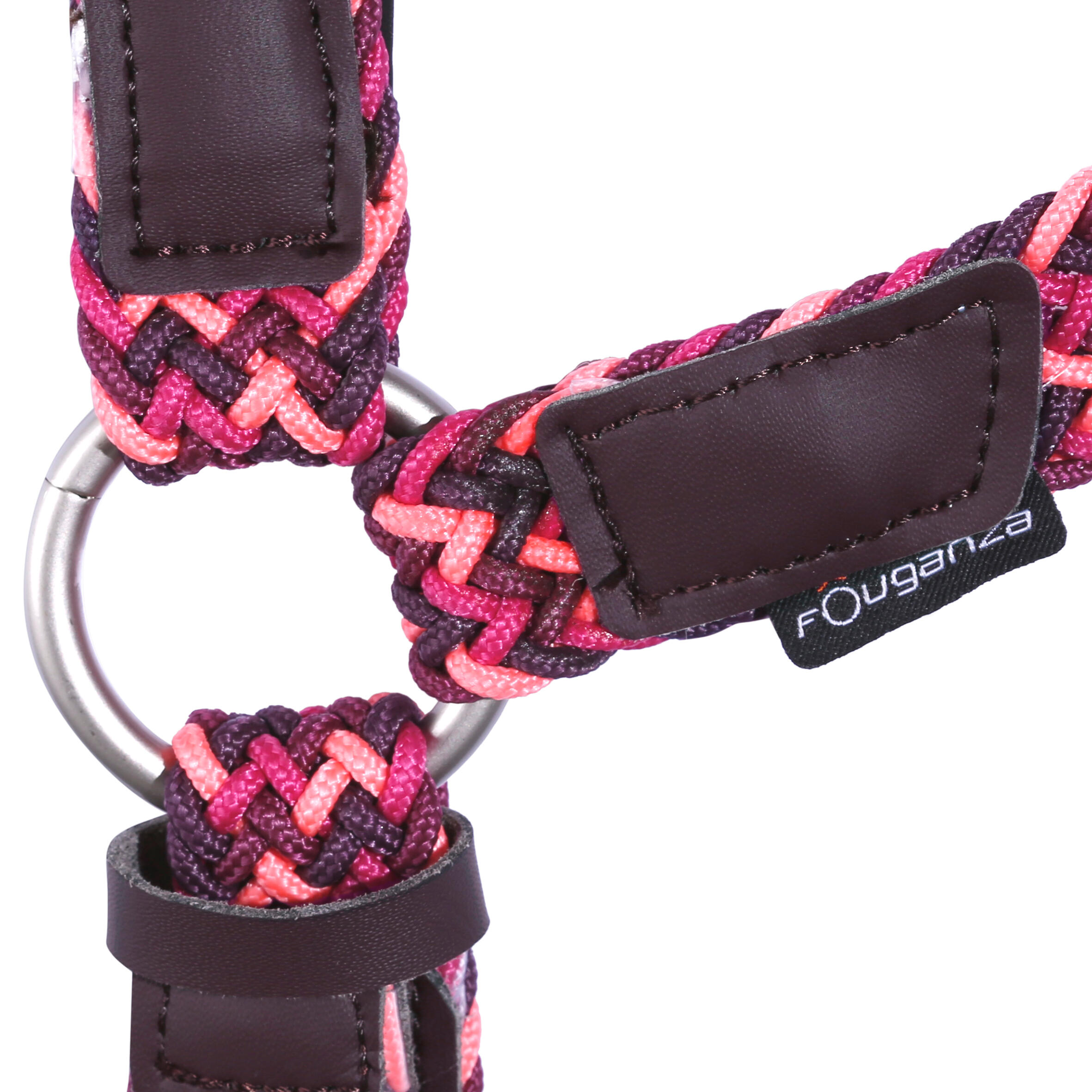 Plait Horse Riding Halter For Horse Or Pony - Burgundy 6/9