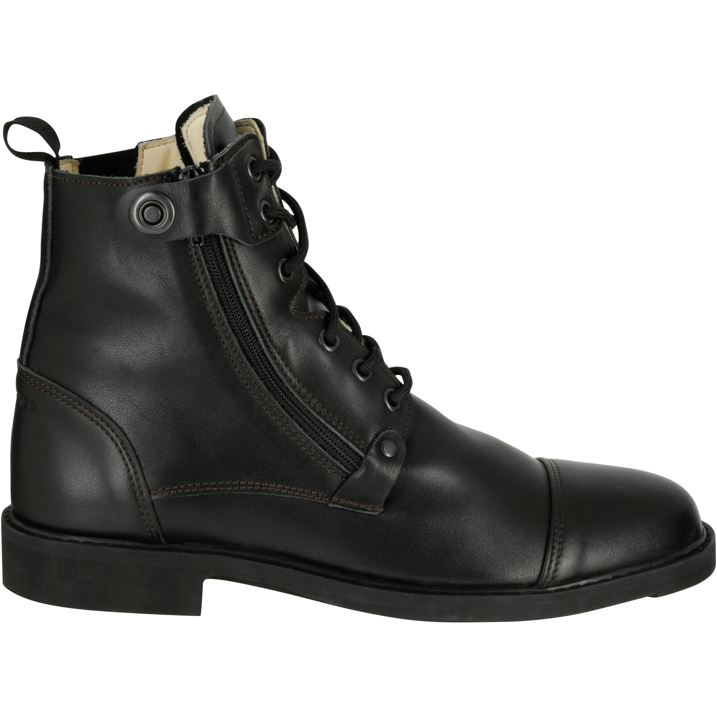 Training 700 Adult Horse Riding Lace-Up Leather Jodhpur Boots - Black 2/15