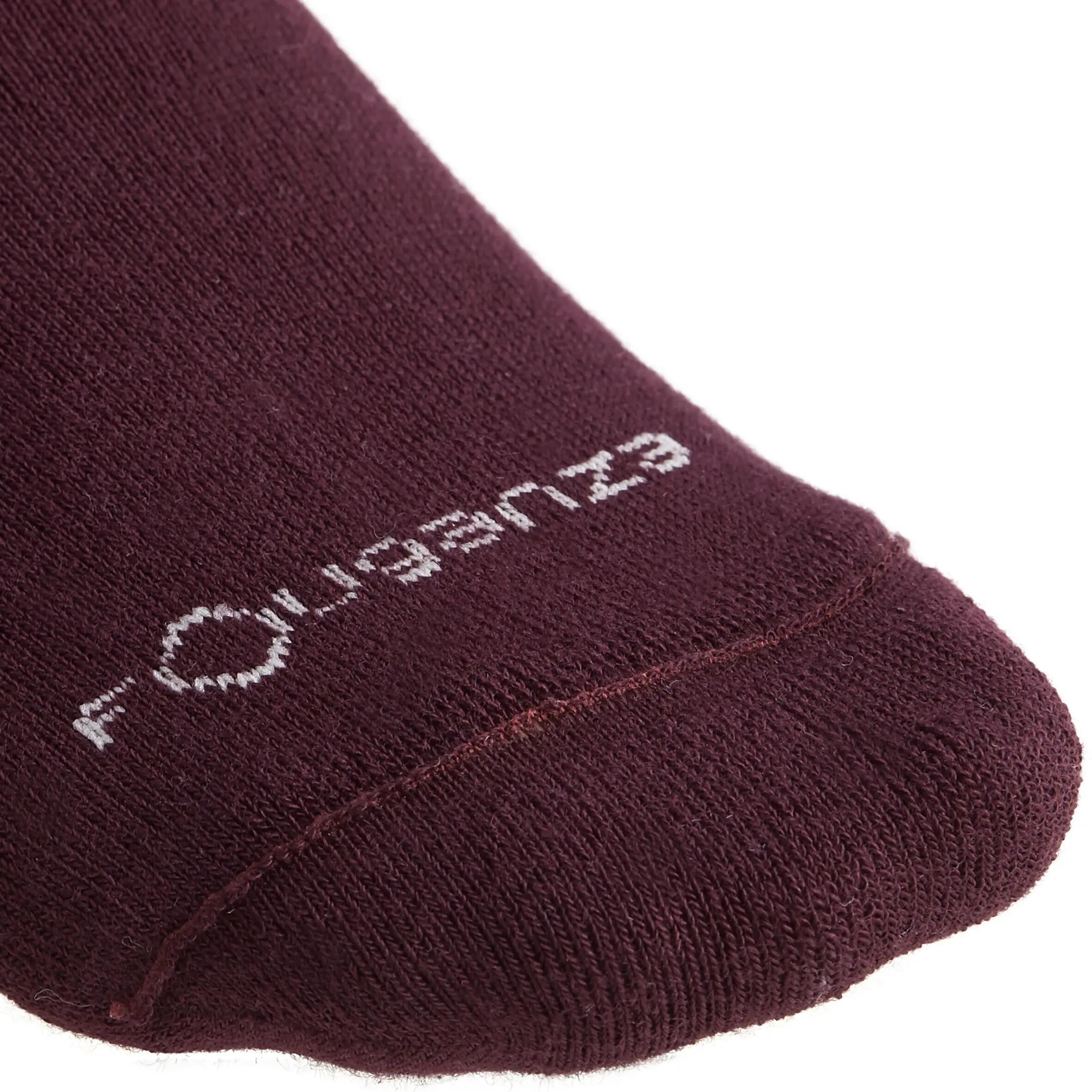 Losanges Women's Horse Riding Socks 2-Pack - Plum/Dark Grey/Mottled Grey 6/10