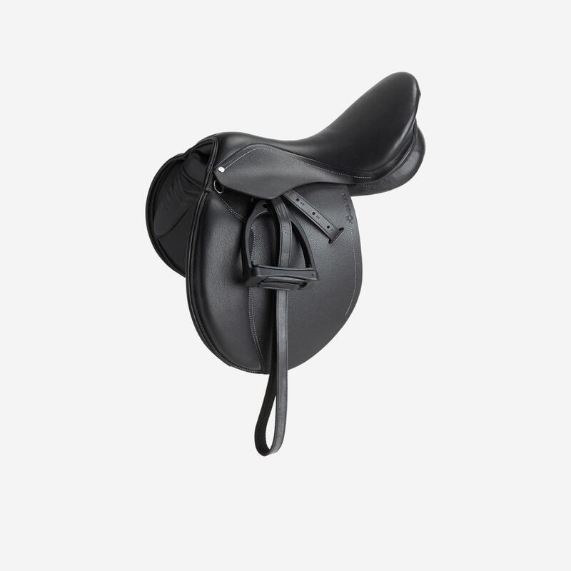 Schooling 17½" Fully-Fitted Horseback Riding All-Purpose Leather Saddle - Black Schooling 17½" Fully-Fitted Horseback Riding All-Purpose Leather Saddle - Black