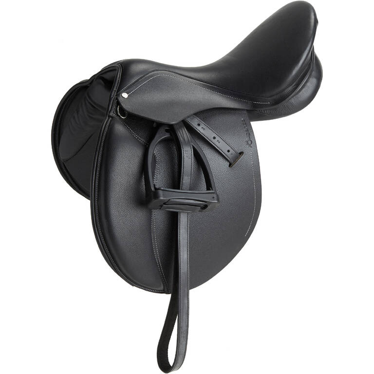 Schooling 17½_QUOTE_ Fully-Fitted Horse Riding All-Purpose Leather Saddle - Black