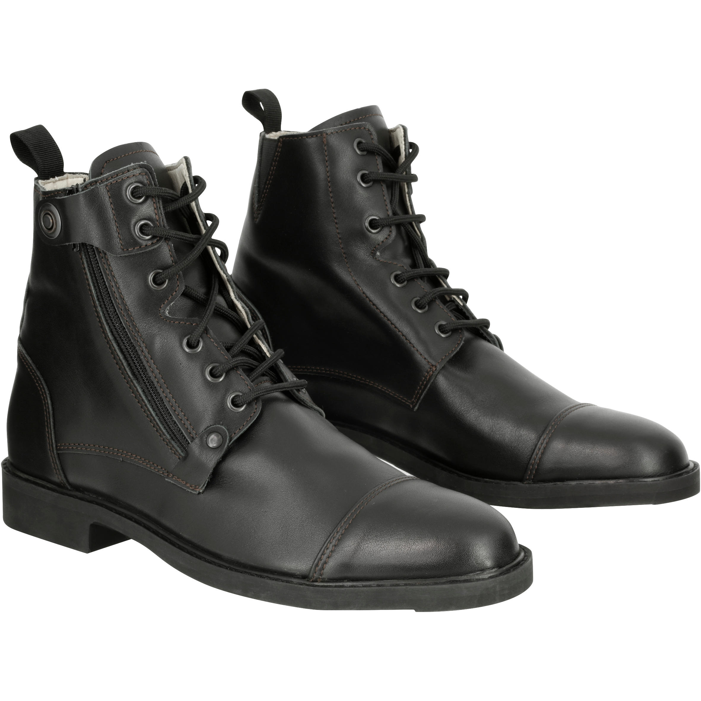 Training 700 Adult Horse Riding Lace-Up Leather Jodhpur Boots - Black 9/15