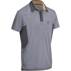 Polo manches courtes équitation homme 500 MESH gris et camel
