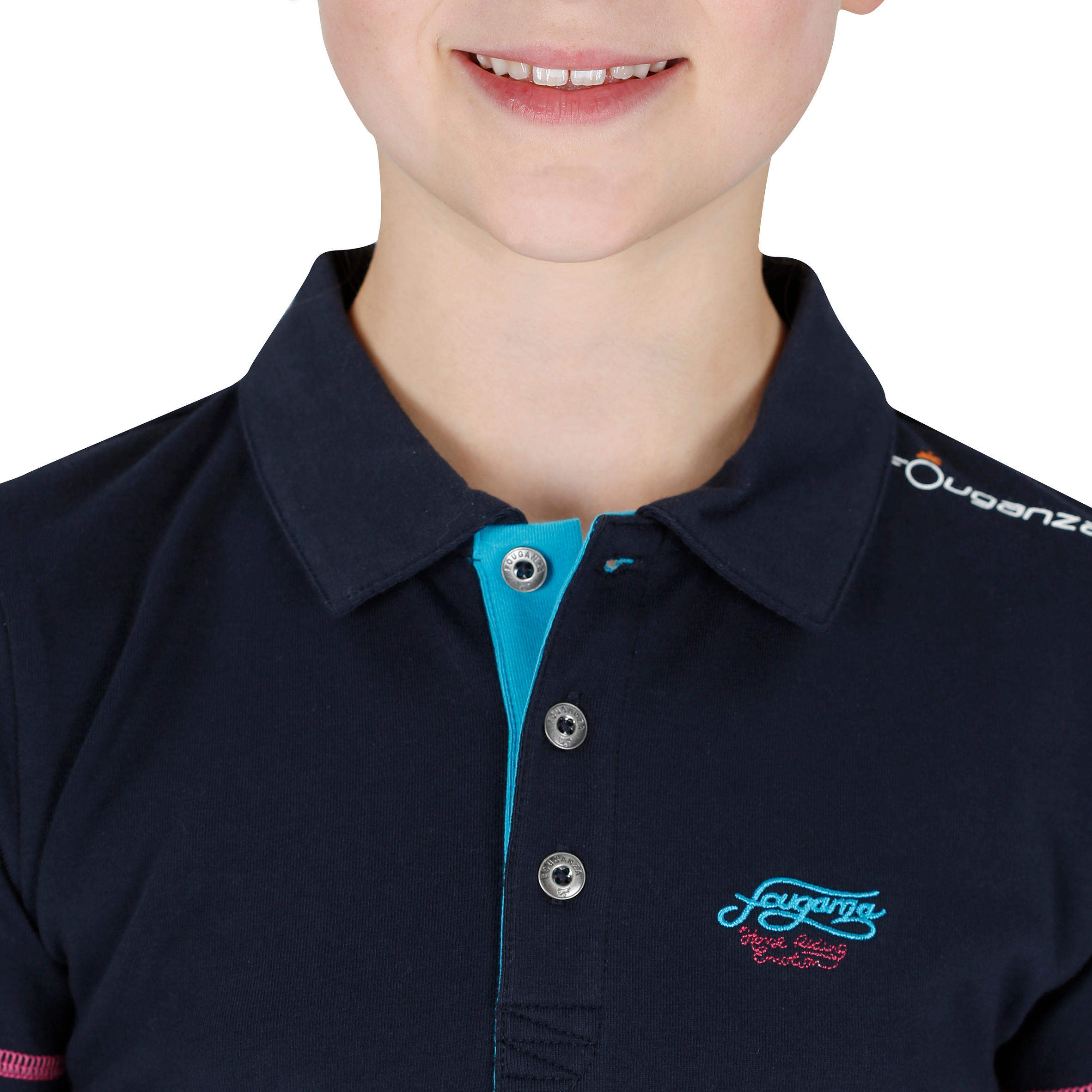 Horseriding Children's Short-Sleeved Embroidered Polo Shirt - Navy 6/12