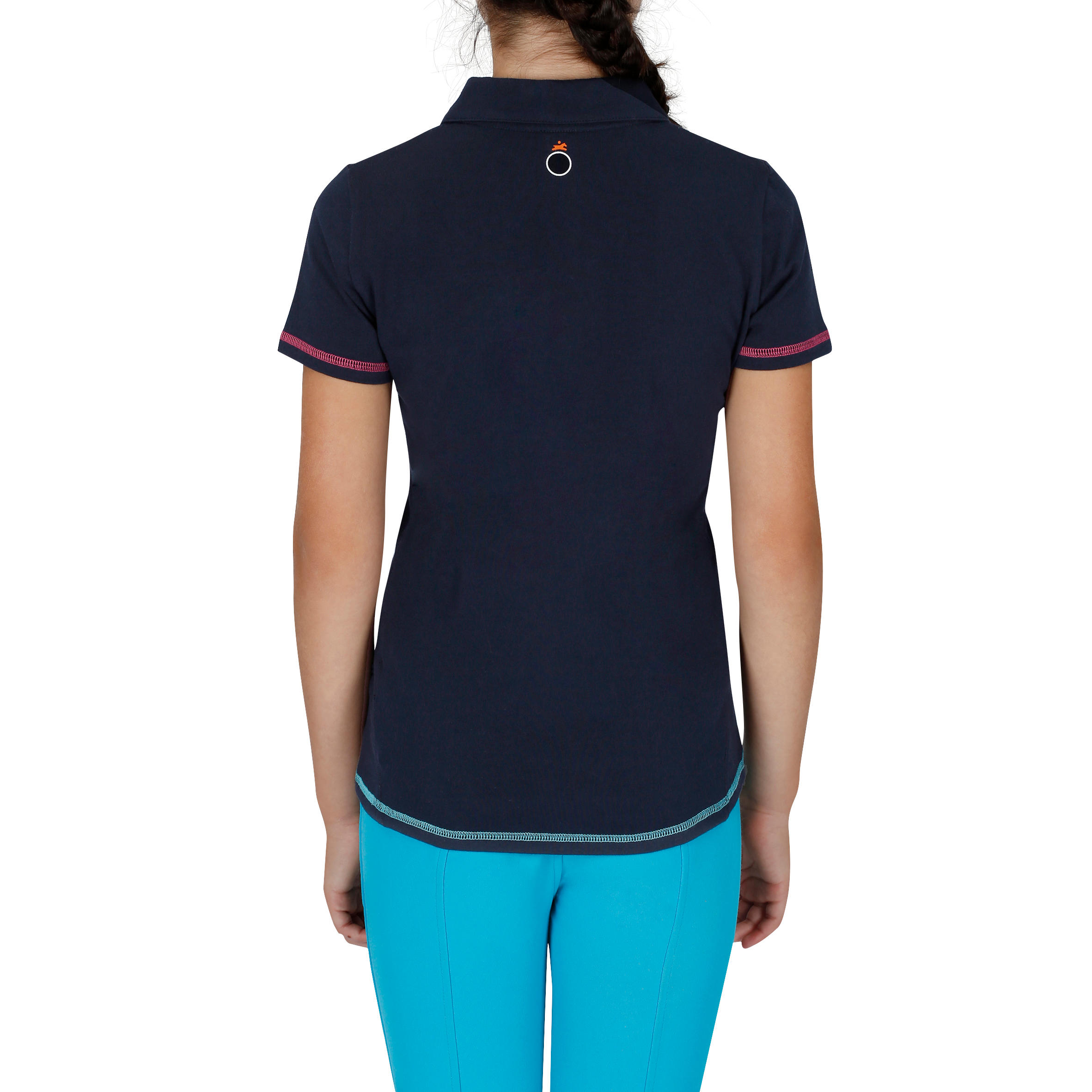 Horseriding Children's Short-Sleeved Embroidered Polo Shirt - Navy 4/12