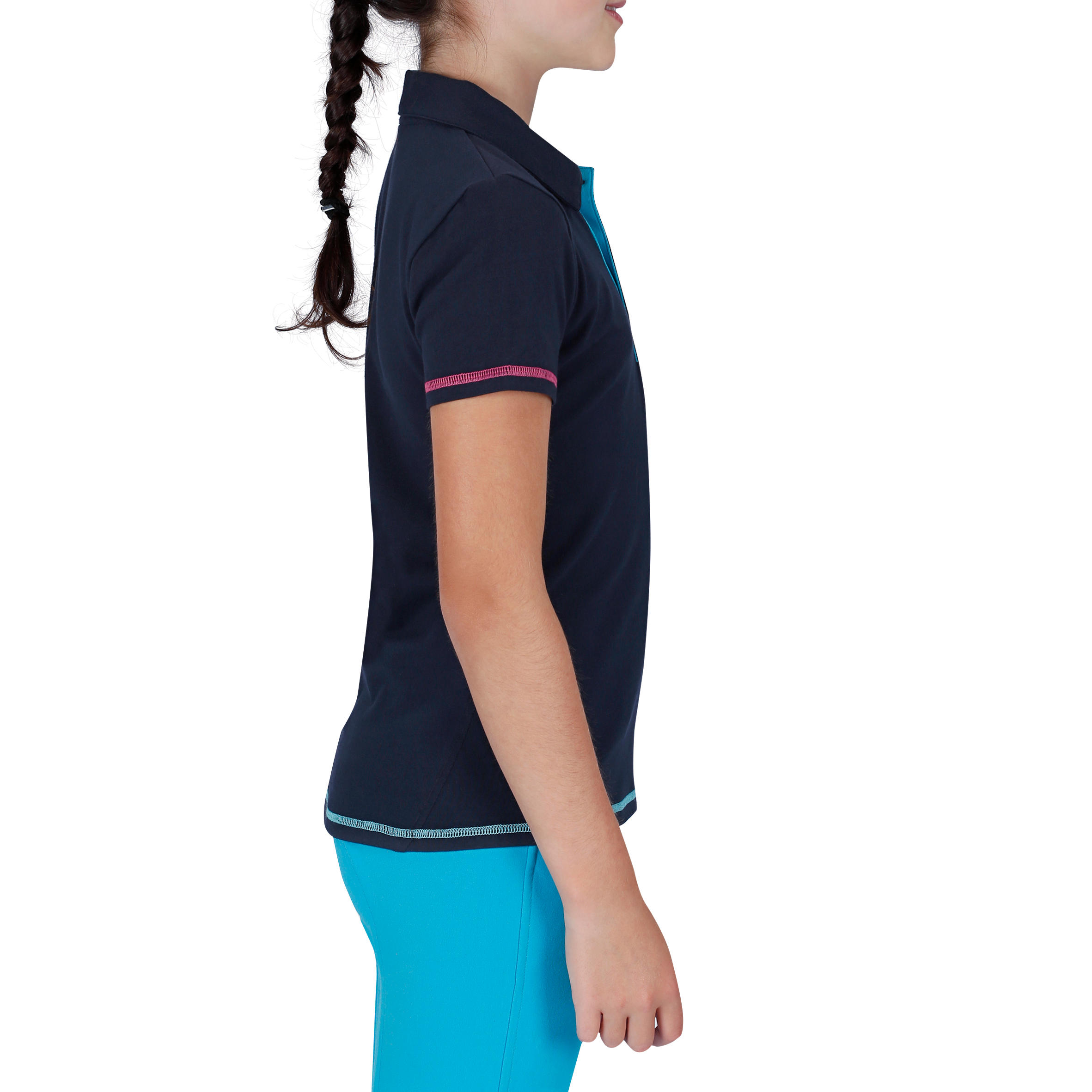 Horseriding Children's Short-Sleeved Embroidered Polo Shirt - Navy 3/12