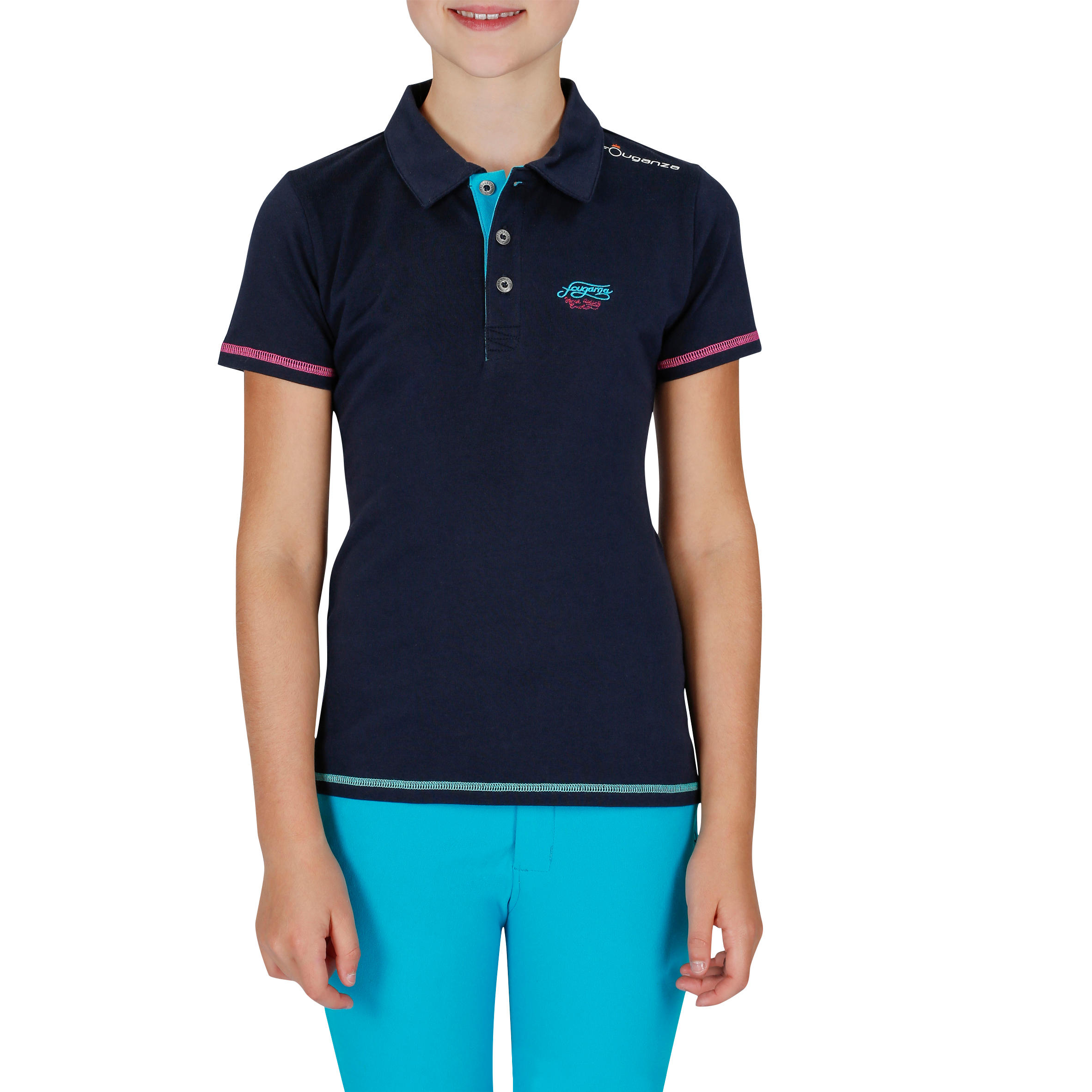 Horseriding Children's Short-Sleeved Embroidered Polo Shirt - Navy 2/12