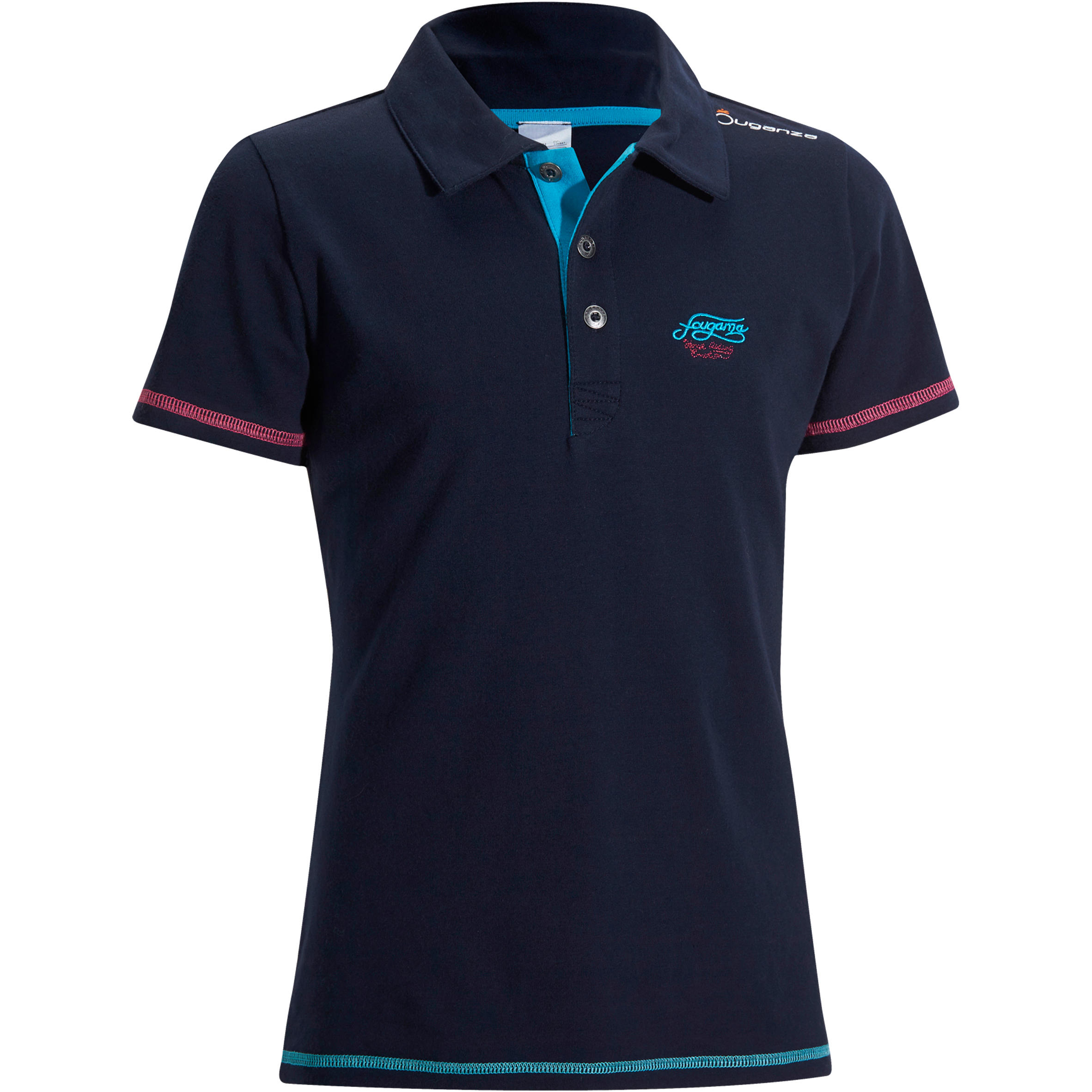Horseriding Children's Short-Sleeved Embroidered Polo Shirt - Navy 1/12