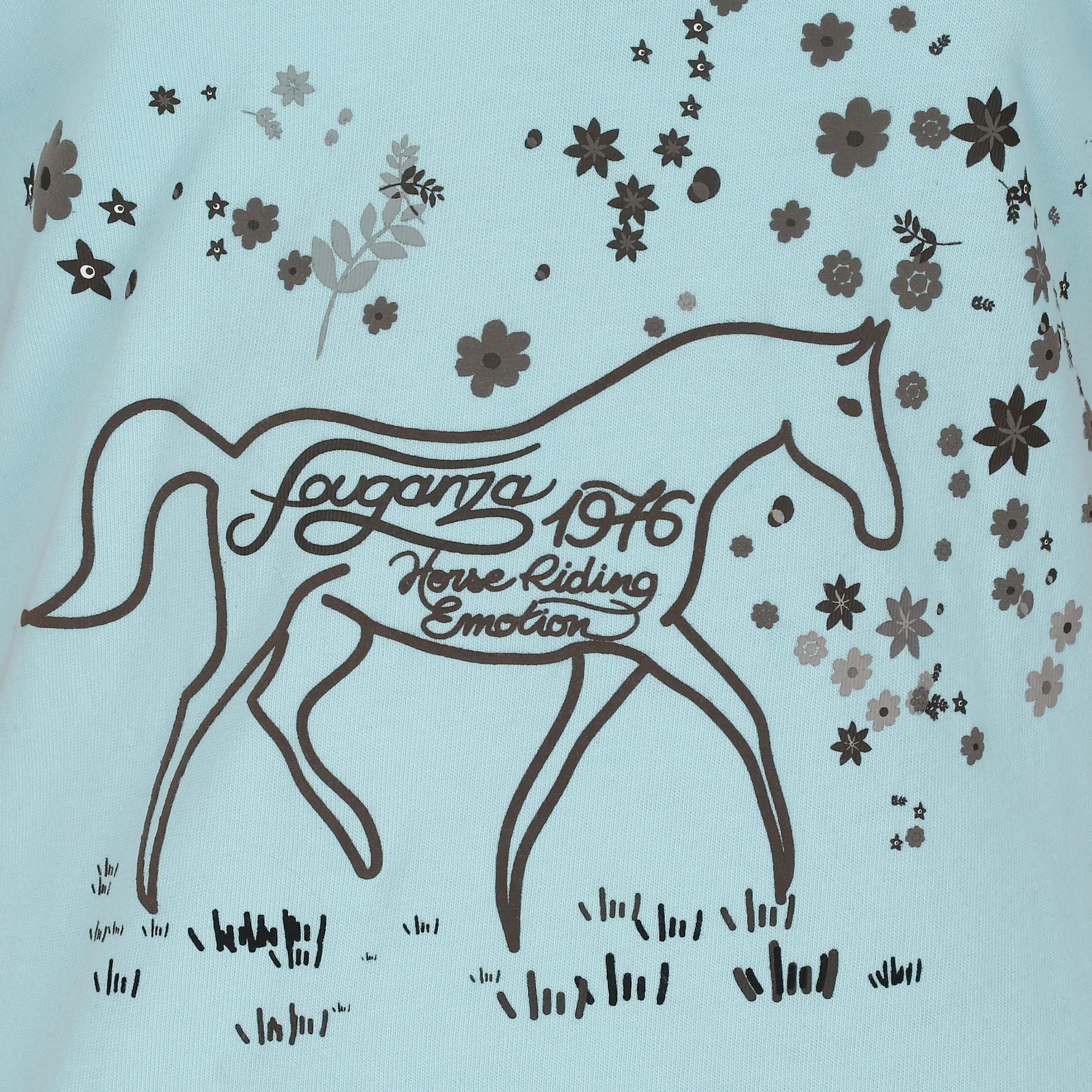 Flower Power Children's Short-Sleeved Horse Riding Polo Shirt - Sky Blue 7/13
