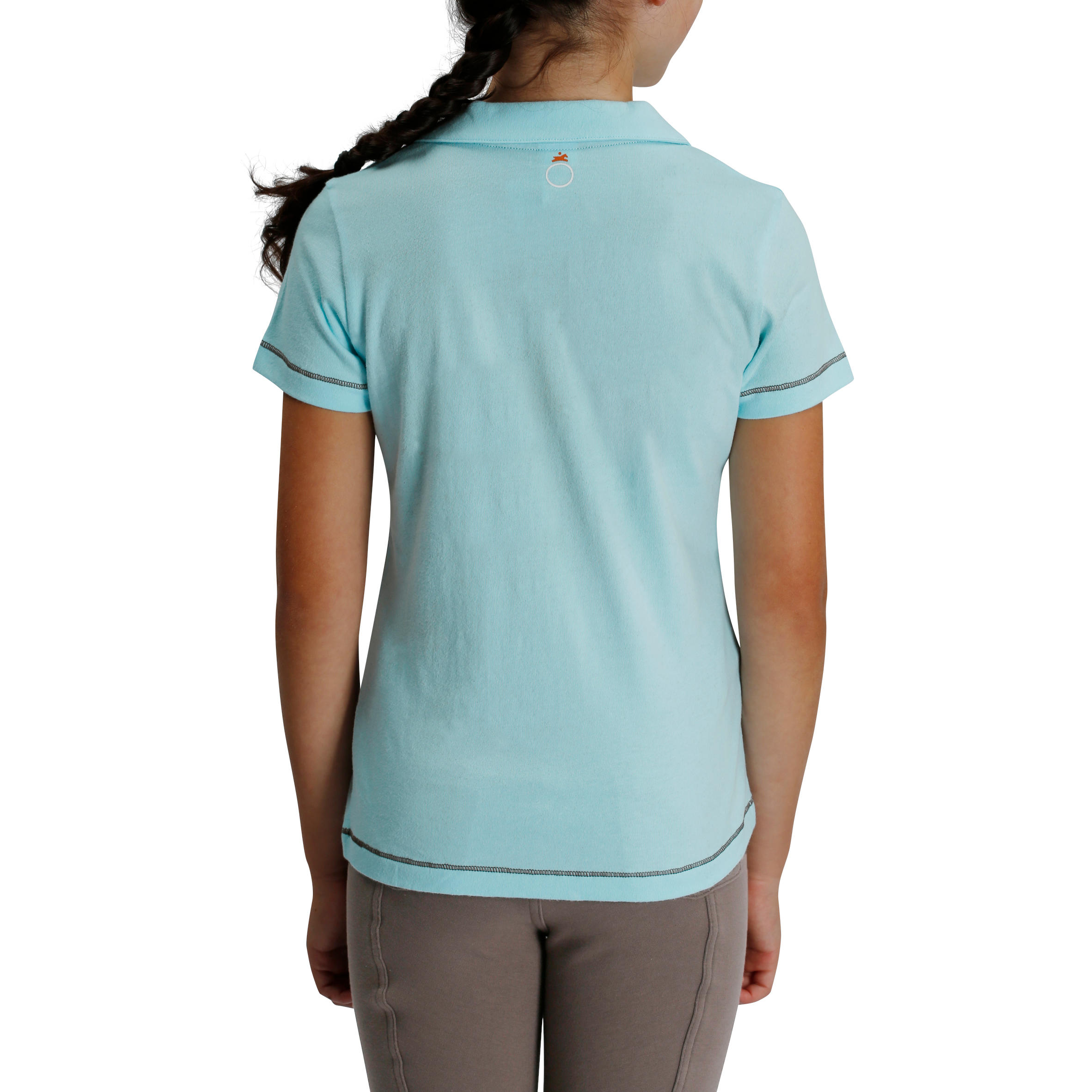 Flower Power Children's Short-Sleeved Horse Riding Polo Shirt - Sky Blue 4/13
