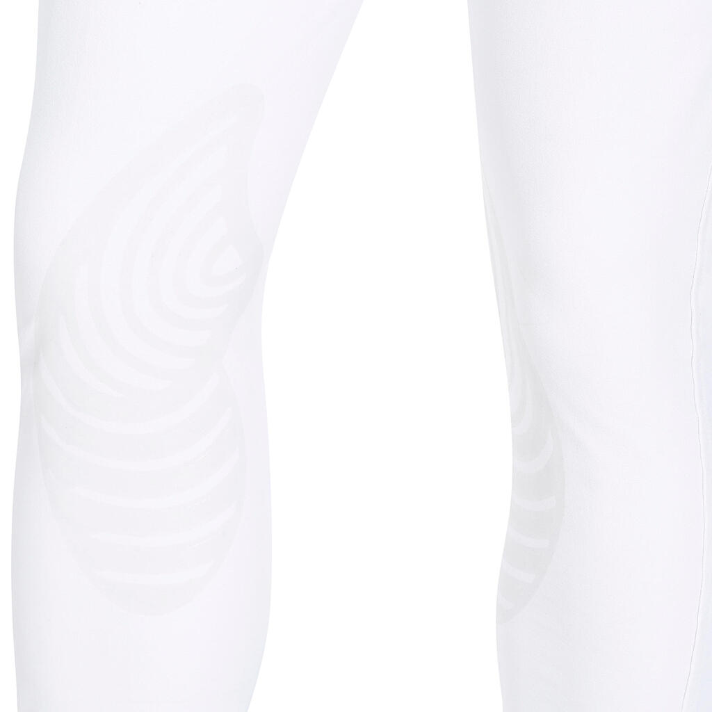 Pantalon de concours équitation homme 560 GRIP basanes silicone blanc