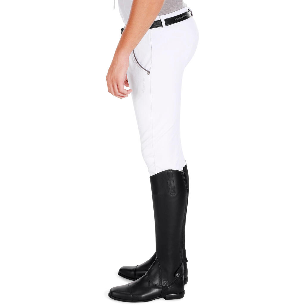 Pantalon de concours équitation homme 560 GRIP basanes silicone blanc