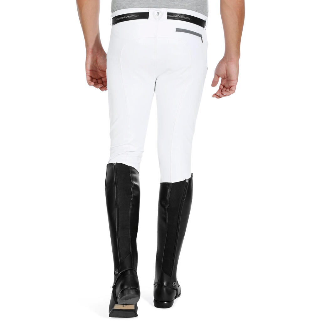 Pantalon de concours équitation homme 560 GRIP basanes silicone blanc