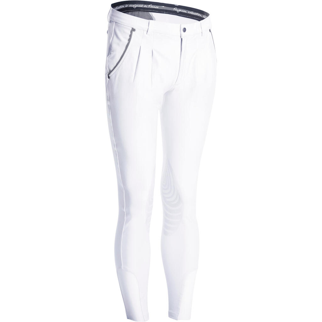 Pantalon de concours équitation homme 560 GRIP basanes silicone blanc