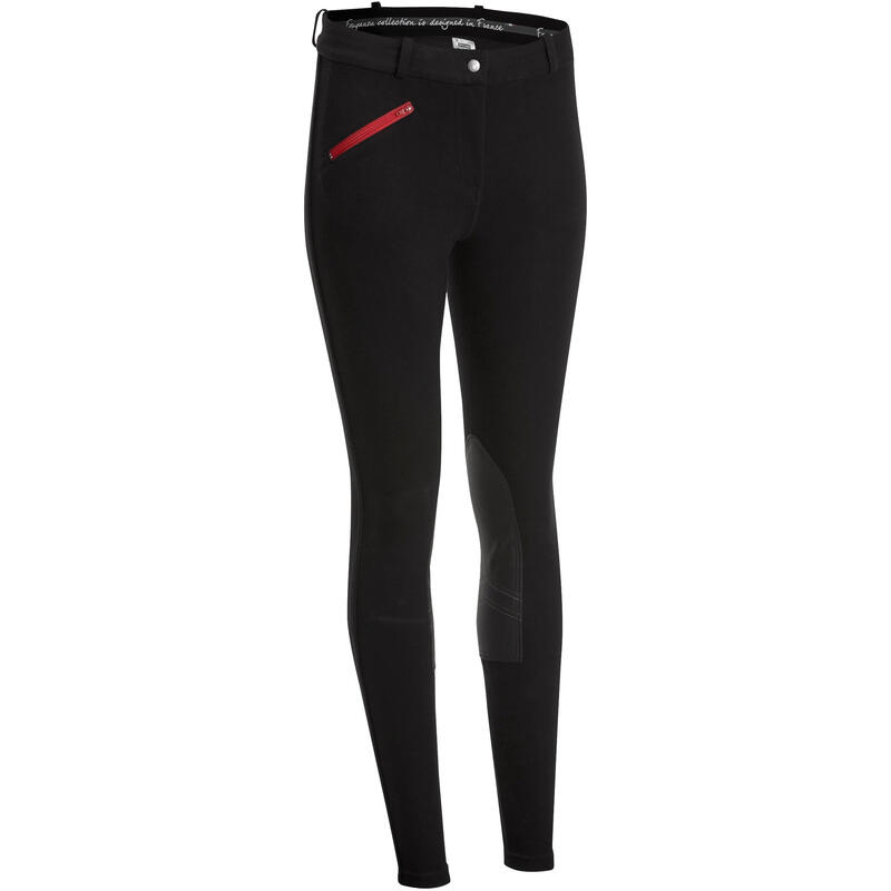 Pantalon équitation femme 140 basanes agrippantes noir Pantalon équitation femme 140 basanes agrippantes noir