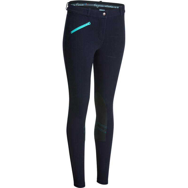 Pantalon équitation femme 140 basanes agrippantes marine Pantalon équitation femme 140 basanes agrippantes marine